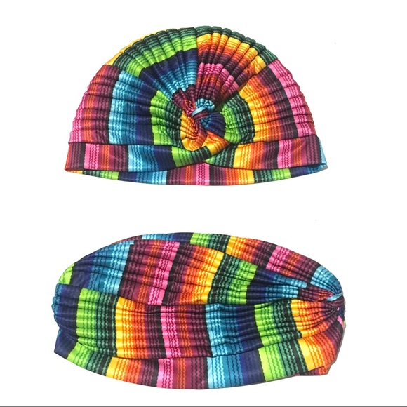 Fashion Retro Gypsy Boho colorful wrap beanie hat - Picture 4 of 8